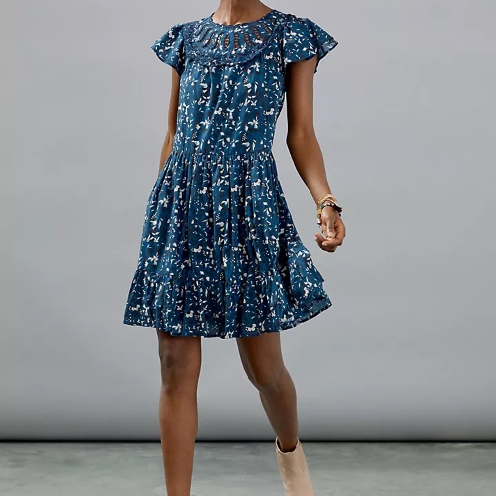 Anthropologie Othilia Dessa Ruffled Mini Dress